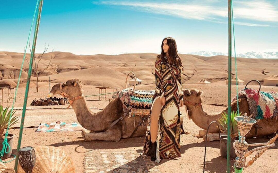 Camel trek through the Moroccan desert